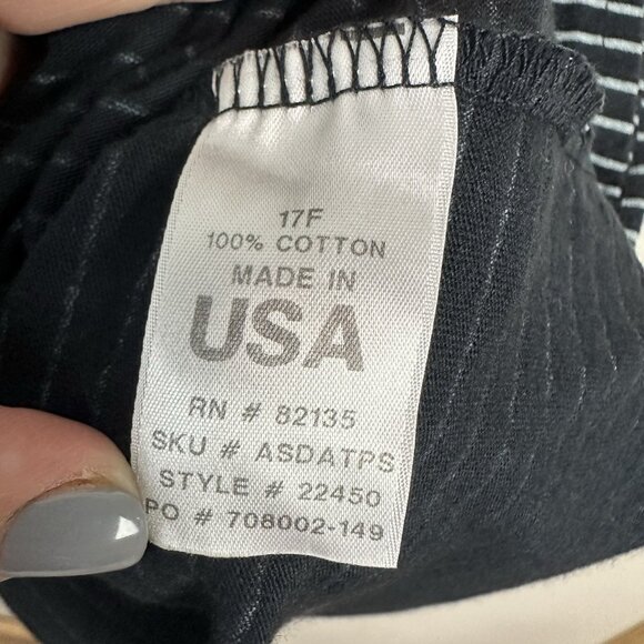 Fresh Produce Dress M Striped Pockets Trapeze Shift Loose Flowy‎ Midi Black Gray - Picture 5 of 7